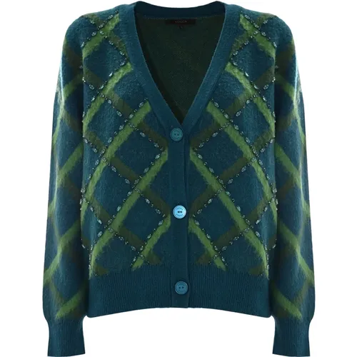 Cardigan mit Diamantmuster und Strassapplikationen , Damen, Größe: XS - Kocca - Modalova