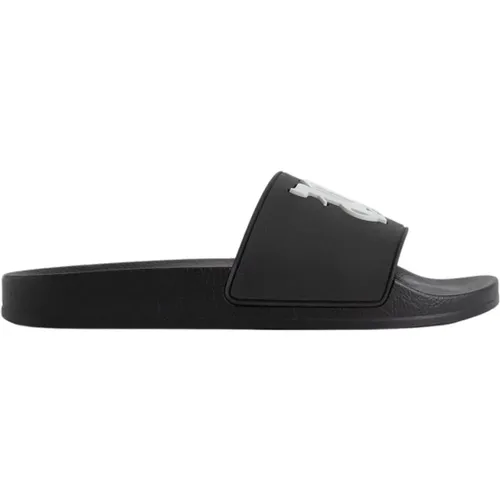 Schwarze Monogram Pool Sliders , Herren, Größe: 40 EU - Palm Angels - Modalova