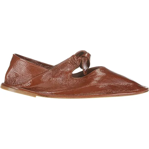 Crinkled Glossy Sandals , female, Sizes: 3 UK - Hereu - Modalova