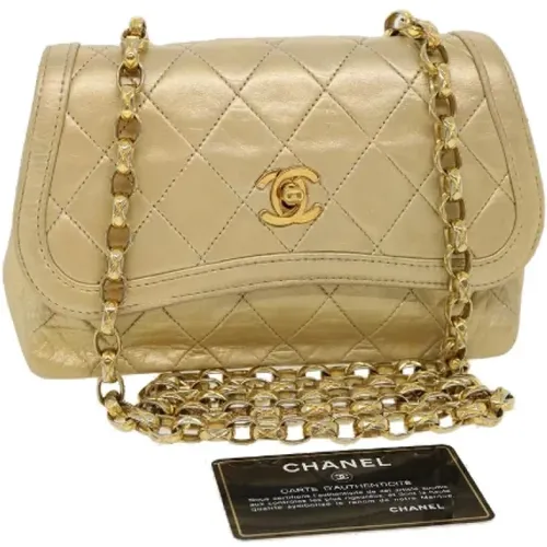 Pre-owned Gold canvas Chanel flap bag , female, Sizes: ONE SIZE - Chanel Vintage - Modalova