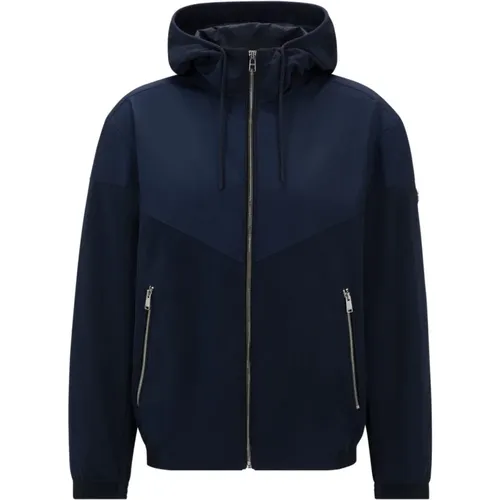 Navy Lightweight Hooded Jacket , male, Sizes: M, S, L, XL - Hugo Boss - Modalova