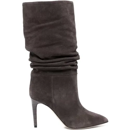 Grey Calf Suede Heeled Boots , female, Sizes: 3 UK, 5 UK, 7 UK, 4 UK - Paris Texas - Modalova