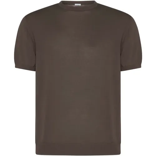 Hellbraunes Baumwoll-Crewneck-T-Shirt , Herren, Größe: XL - Malo - Modalova
