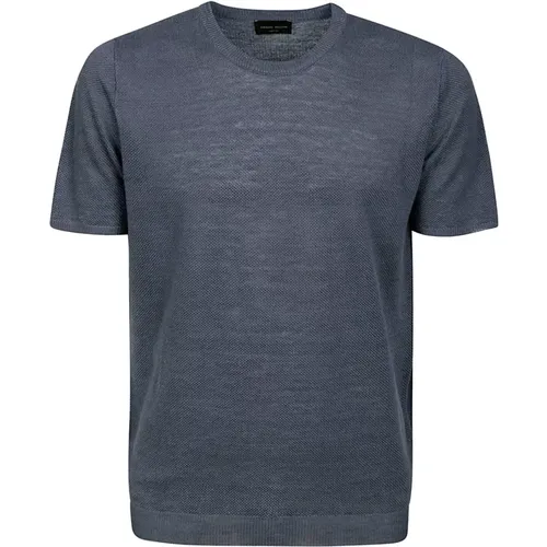 Linen Half Sleeve T-Shirt , male, Sizes: L, M, 2XL, XL - Roberto Collina - Modalova