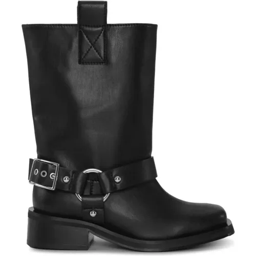 Leather Buckle Detail Heels , female, Sizes: 5 UK, 4 UK - Ganni - Modalova