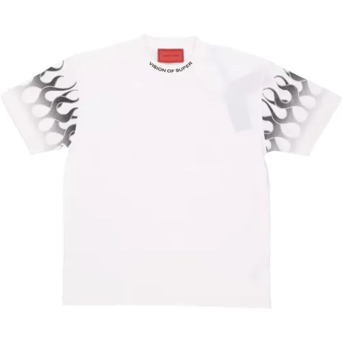 Flames Logo Tee Off /Black , male, Sizes: S, XL, M, L - Vision OF Super - Modalova