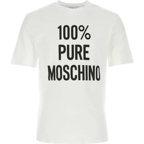 Weiße Baumwoll-T-Shirt , Herren, Größe: M - Moschino - Modalova