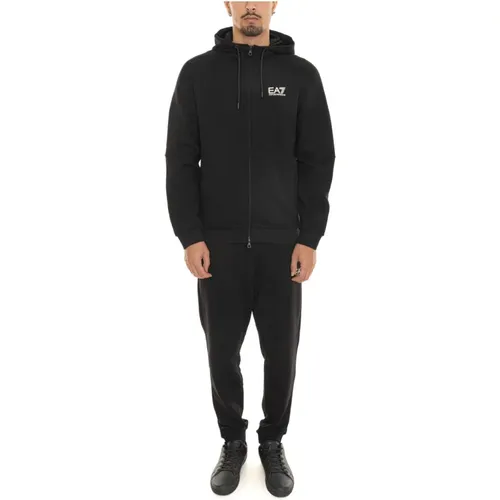 Kapuzen-Zip-Tracksuit mit Logo , Herren, Größe: XL - Emporio Armani EA7 - Modalova