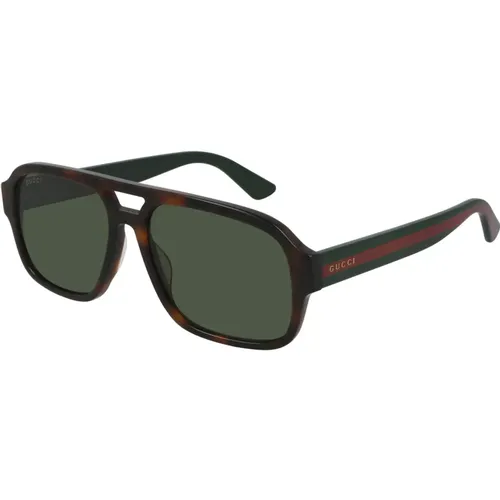 Sunglasses,Stilvolle Sonnenbrille in Dark Havana/Green - Gucci - Modalova
