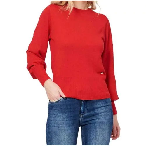 Roter Pullover Langarm Gerippte Bündchen , Damen, Größe: XS - Armani Exchange - Modalova