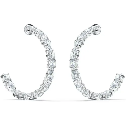 Tennis Deluxe Hoop Earrings, , female, Sizes: ONE SIZE - Swarovski - Modalova