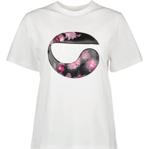 Holographisches Blumenlogo Oversized T-Shirt , Damen, Größe: L - Coperni - Modalova
