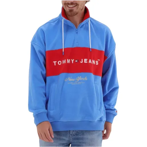 Archiv Polar Mock Neck Pullover Blau , Herren, Größe: XL - Tommy Jeans - Modalova