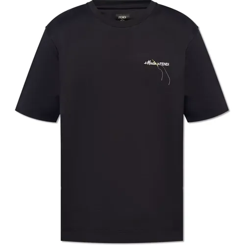 T-shirt with logo , male, Sizes: 2XL, S, M, L - Fendi - Modalova