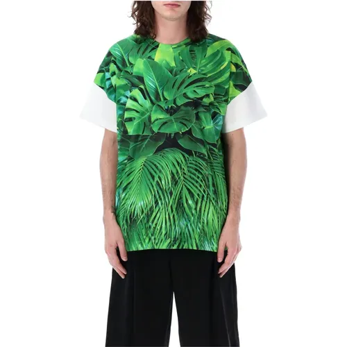 Grünes Blattmuster T-Shirt , Herren, Größe: M - Comme des Garçons - Modalova