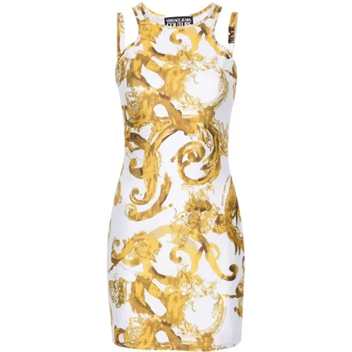Wasserfarben Barock Weißes Kleid , Damen, Größe: XS - Versace Jeans Couture - Modalova
