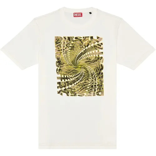 T-Shirt mit optischem Zebra-Camouflage-Logo-Print , Herren, Größe: L - Diesel - Modalova