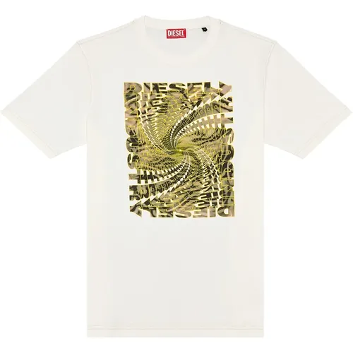 T-Shirt mit optischem Zebra-Camouflage-Logo-Print , Herren, Größe: M - Diesel - Modalova