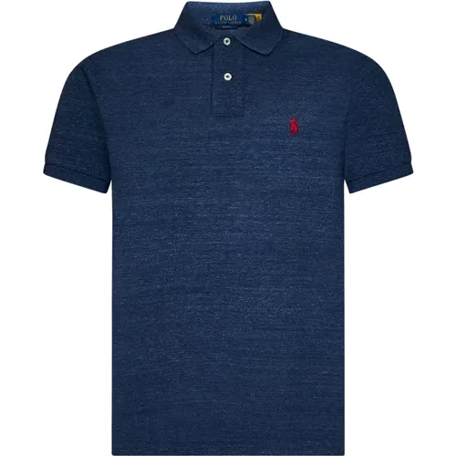 Blaue Polo T-Shirts und Polos mit roter Pony-Stickerei , Herren, Größe: XL - Polo Ralph Lauren - Modalova