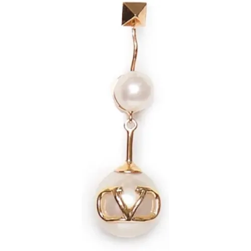 Golden Teardrop Rockstud Pearl Earrings , female, Sizes: ONE SIZE - Valentino Garavani - Modalova