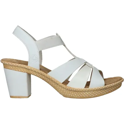 Weiße Sandalette mit Elastischen Riemen , Damen, Größe: 36 EU - Rieker - Modalova