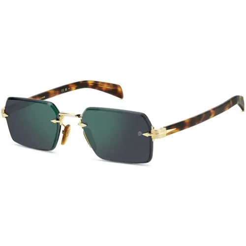 Gold Havana Green Mirror Sunglasses , male, Sizes: 56 MM - Eyewear by David Beckham - Modalova