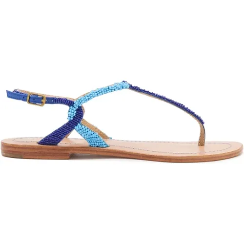 Handmade Bead Embroidered Thong Sandals , female, Sizes: 3 UK - Maliparmi - Modalova