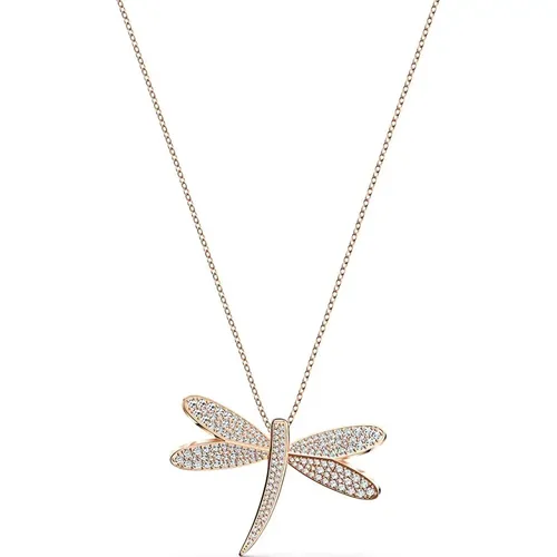 Rose Gold Dragonfly Necklace with Crystals , female, Sizes: ONE SIZE - Swarovski - Modalova