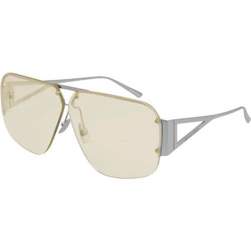 Silber/Gelbe Sonnenbrille , unisex, Größe: 67 MM - Bottega Veneta - Modalova