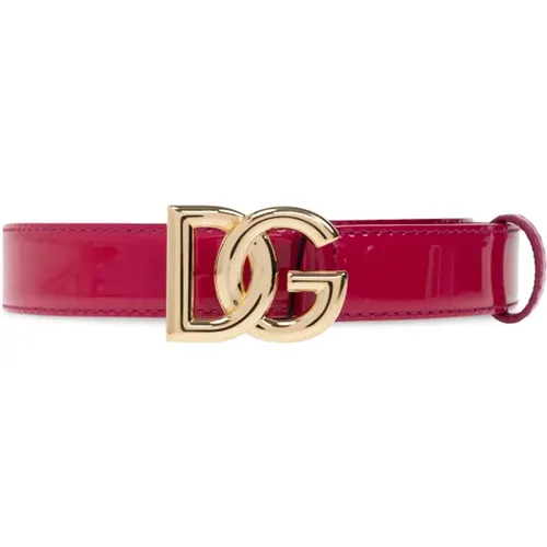 Leather Belt With Logo , female, Sizes: 75 CM, 80 CM - Dolce & Gabbana - Modalova