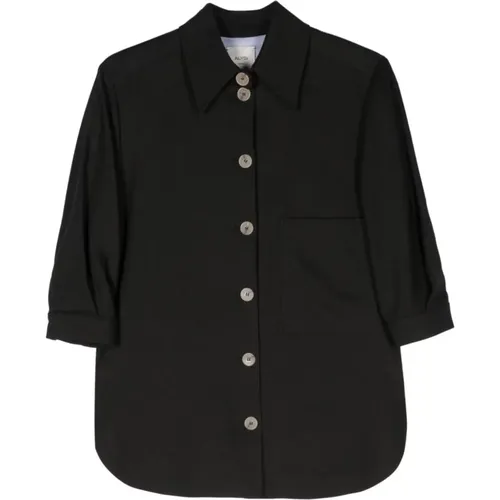 Linen Blend Twill Weave Jacket , female, Sizes: M, S - Alysi - Modalova