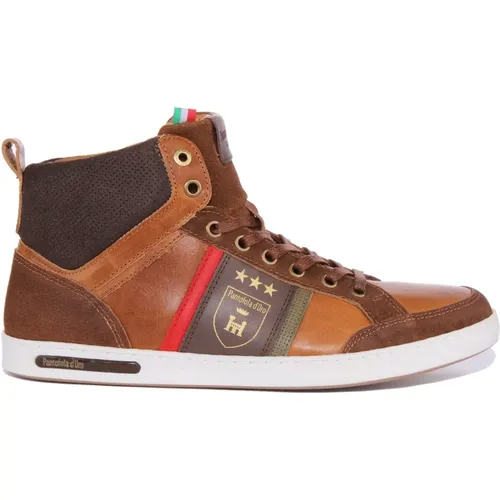 Leather Mid Top Sneakers for Men , male, Sizes: 9 UK - Pantofola D'Oro - Modalova