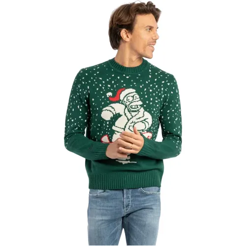 Cashmere Blend Sweater with Merry Xmas Print , male, Sizes: XL, M - MC2 Saint Barth - Modalova