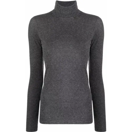 Grey Cotton-Cashmere Blend High Neck Sweater , female, Sizes: M - majestic filatures - Modalova