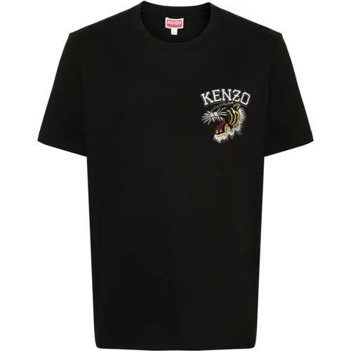 Schwarze T-Shirts und Polos mit Varsity Jungle Stickerei , Herren, Größe: 2XL - Kenzo - Modalova