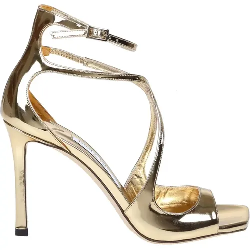 Gold Metallic Leather Sandal with Thin Straps , female, Sizes: 2 UK - Jimmy Choo - Modalova