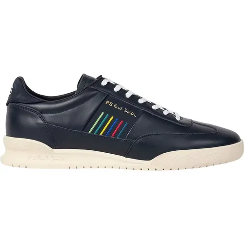 Marineblaue Ledersneaker mit Grauem Panel , Herren, Größe: 42 EU - Paul Smith - Modalova