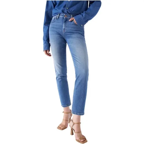 Modern Cropped Slim Jeans , female, Sizes: W30 L28, W28 L28, W25 L28, W26 L28, W27 L28, W29 L28 - Salsa - Modalova