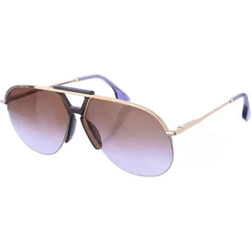 Metallrahmen Braun-Goldene Rechteckige Sonnenbrille , Damen, Größe: ONE Size - Victoria Beckham - Modalova