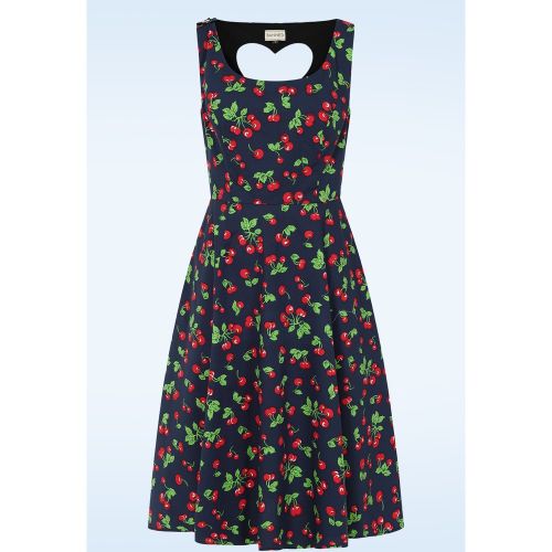 Robe évasée Nora Heart Cherry en marine - Banned Retro - Modalova