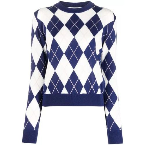 Blue Argyle Sweater - Größe L - white - MSGM - Modalova