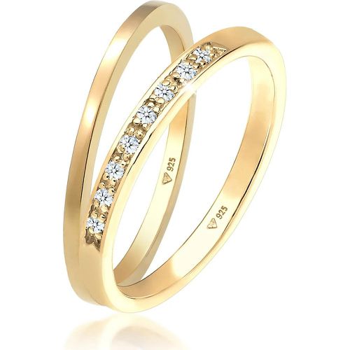 Ringe - Ring Basic Memoire Diamant (0.04 ct) 2er Set 925 S - Gr. 52 MM - in - für Damen - Elli - Modalova