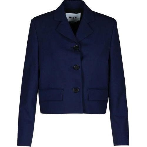 Navy Virgin Wool Crop Blazer - Größe 40 - blau - MSGM - Modalova