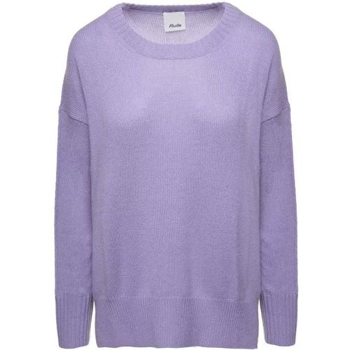 Purple Sweater With U Neckline In Cashmere - Größe S - purple - allude - Modalova