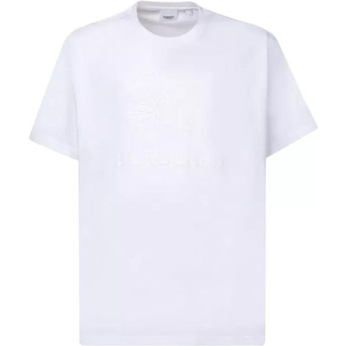 Signature Embossed Logo White Cotton T-Shirt - Größe S - weiß - Burberry - Modalova