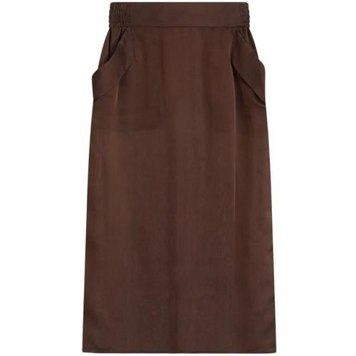 Brown Silk Midi Skirt - Größe 38 - Saint Laurent - Modalova