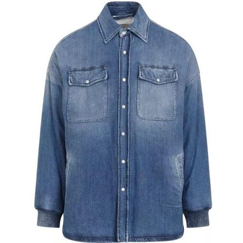 Quilted Washed Blue Denim Shirt - Größe 48 - alexander mcqueen - Modalova