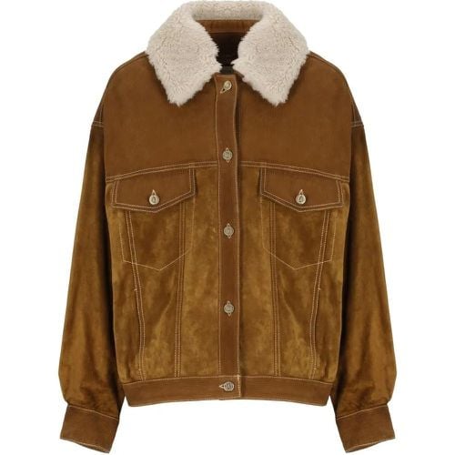 Brown Leather Jacket - Größe 40 - Golden Goose - Modalova