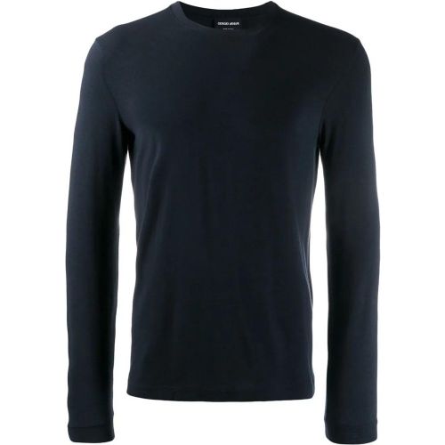 Navy Jersey Crewneck Sweatshirt - Größe 48 - Giorgio Armani - Modalova