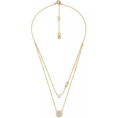 Halskette - 14K -Plated Double Layered Pavé Disk Necklace - Gr. unisize - in - für Damen - Michael Kors - Modalova